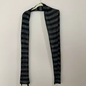 Women's Scarf Black and Silver Metallic thread One Size - Picture 1 of 10