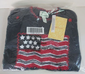 The Quaker Factory Sz L Embroidered US FLAG Sweater Red White Blue NWT - Picture 1 of 6