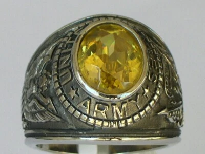 Anillo de acero inoxidable para hombre amarillo de noviembre del ejército militar de Estados Unidos talla 7-15 Foto 1 de 4