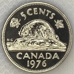 1976 CANADA 5 CENTS PROOF LIKE NICKEL COIN - Picture 1 of 2
