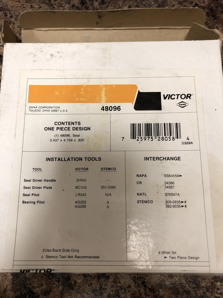 NOS Victor 48096 / 370047A 油浴密封适用于 86-08 福特 Hino 185 F-350 F+S! — 第 1/4 张图片