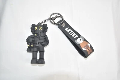 **NEW** Kaws “3" Dad Black Skull with kids/Kaw Figure Keyring/Wristlet Custom - Image 1 of 2