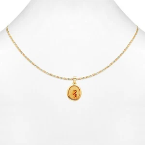 14k Yellow Gold Baptism Guadalupe Virgin Mary Small Charm Pendant With Chain - Picture 1 of 4