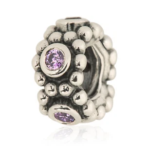 Pandora Purple Circle Game Spacer in Sterling Silver w/Cubic Zirconia, 791122ACZ - Picture 1 of 3