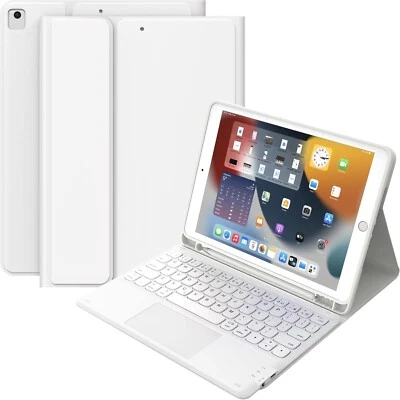 CHESONA iPad 10.2 Keyboard Case w/ Trackpad for 9th/8th/7th Gen White Flip - Image 1 of 3