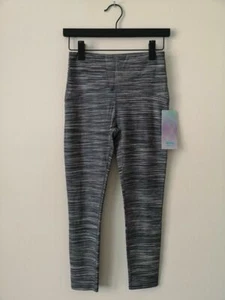 NWT IVIVVA by LULULEMON Ultra Soft Strong Spirit Tight Pants Girls 14 Grey White - Picture 1 of 7