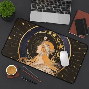 Alfombrilla de escritorio Art Nouveau Alphonse Mucha Zodiac Moon Star Obra maestra alfombrilla de ratón decoración - Imagen 1 de 16