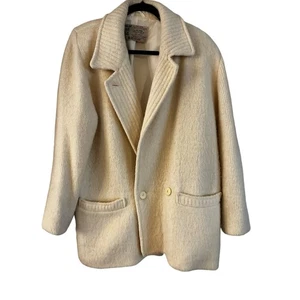 Vintage Hilda Ltd. 100% Icelandic Wool Coat Size Large Lined Ivory Pockets - Picture 1 of 7