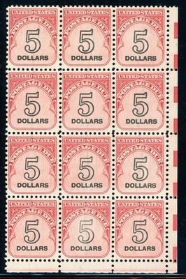 UNITED STATES MNH Selections: Scott #J101 $5 Block of 12 See SCAN & PHOTO $$$ - Image 1 of 2