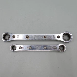 Vintage Snap-on Ratcheting Box Wrench Set USA R1214S R810S 3/8 7/16 1/4 5/16 - Picture 1 of 9