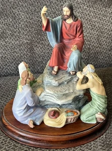 Bergpredigt Jesus Figur - handbemaltes Porzellan auf Holzsockel 11 Zoll - Bild 1 von 6