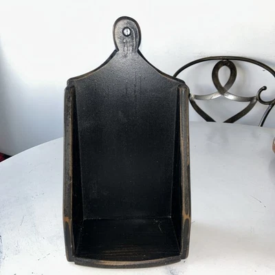 Primitive Farmhouse Black Wood Wall Hang/Free Stand Display Shelf Sconce 13.25”H - Image 1 of 4