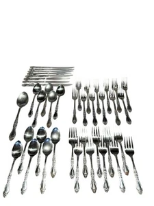 Vtg Northland Stainless Flatware Japan Set of 42 Mixed Lot Floral Rose Pattern - Picture 1 of 6