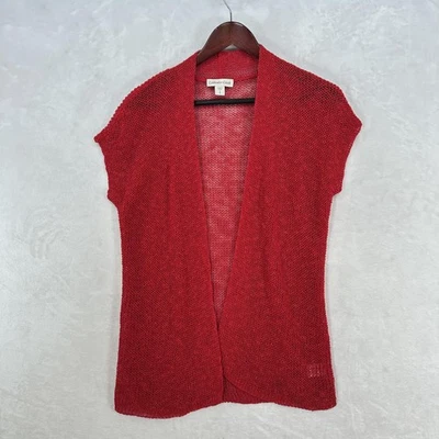 Coldwater Creek Sweater Womens Small Red Open Knit Short Sleeve Cardigan - Image 1 of 4