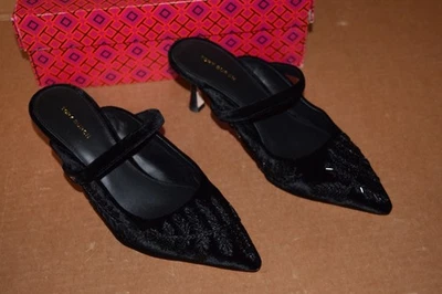 BOMBA TORY BURCH BORDADA 65MM TERCIOPELO NEGRO PERFECTO Foto 1 de 4