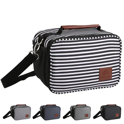 Fiambrera para adultos pequeña bolsa aislada reutilizable oficina refrigerador bolso azul marino Foto 1 de 4