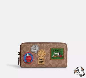 COACH x PEANUTS Accordion Wallet Signature Canvas Patch CBS93 QBTAM Men Wallet - Picture 1 of 2