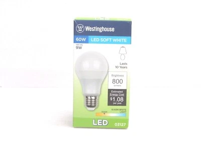 NOS! WESTINGHOUSE 60W LED SOFT WHITE BULB, MEDIUM BASE, 03127 - Image 1 of 2