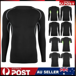Men Short/Long Sleeve Compression Shirt Base Layer Tight Tops Sports Fitness Gym - Picture 1 of 35
