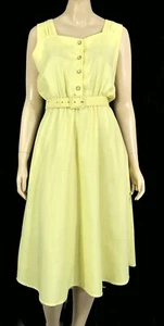 Vintage 70s California Looks Yellow A Line Sun Dress W Jacket M - Picture 1 of 8