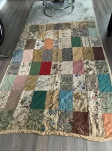 vintage 86 x 61 patchwork quilt stained - Picture 1 of 11