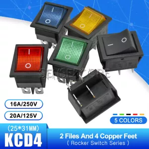 KCD4 Rocker Boat Switch 25*31MM DPST/DPDT Terminals ON/OFF 4/6PIN 16A/30A 250V - Bild 1 von 26