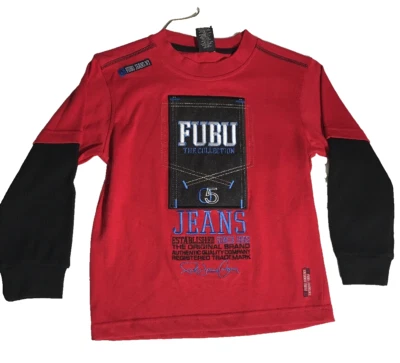 Camisa de béisbol para niño Fubu $75 bordada roja azul la colección talla 6 nueva con etiqueta Foto 1 de 4