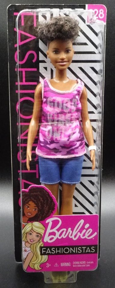 2018 美泰芭比娃娃 Fashionista 芭比娃娃穿着“Good Vibes Only”衬衫 #128 — 第 1/4 张图片