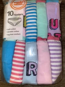 Wonder Nation ~ Girls Tagless 10-Pair Underwear Hipster Cotton ~ Size 6 - Picture 1 of 3