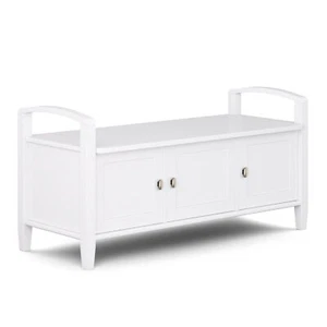Warm Shaker SOLID WOOD 44 inch Wide Transitional Entryway Storage Bench - Picture 1 of 48