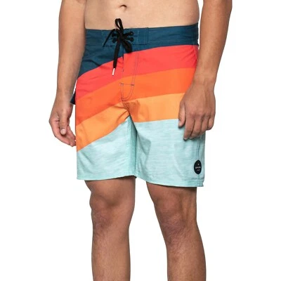 Men's Rip Curl 36 Board Shorts React 18" Mid Length Blue Red Orange Green - Image 1 of 2