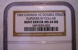 CANADÁ - 1969 - 1 CENTAVO - DOBLE GOLPE FLIPPOVER EN CUELLO - MS64RB - ERROR COMO NUEVO - Imagen 1 de 8