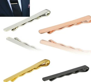 Mens Tie Slide Bar Pin 5.5CM Wedding Clasp Steel Silver Gold & Matte Vintage UK - Picture 1 of 7