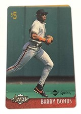 1996 Classic Assets Barry Bonds $5 SPRINT PHONE CARD insert card #3 of 20 Giants