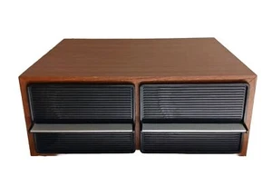 Vintage Wooden 2 Drawer Cassette Tape Holder Storage Cabinet Case Holds 22 - Picture 1 of 9