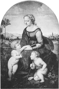 LA BELLE JARDINIÈRE - Gravure du 19e siècle sous serpente (de Raphaël) - Imagen 1 de 2