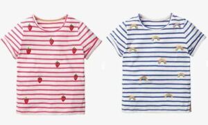 Mini Boden Girls' Stripy Embroidered Top