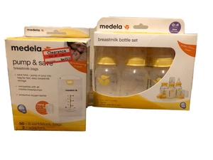 medela breastmilk bottle set slow and pump & save bags new - Picture 1 of 6