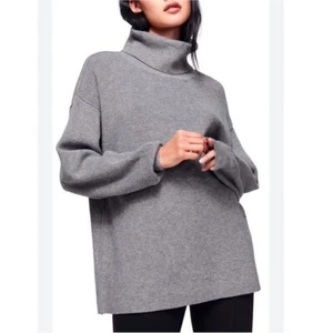 Free People maglione tunica oversize maglia collo tartaruga grigio taglia media - Foto 1 di 9