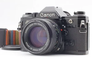 [Near MINT] Canon AE-1 Black SLR Film Camera + NEW FD 50mm f1.4 Lens From JAPAN - Picture 1 of 22