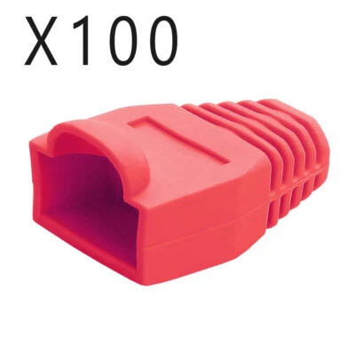 Qty of 100 pcs - CAT5e/6 RJ45 Ethernet Patch Cable Strain Relief Boots - Red - Image 1 of 3