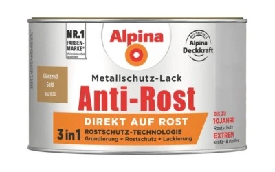 Alpina Metallschutz-Lack Anti-Rost Glänzend 300 ml RAL 1036 Gold - Bild 1 von 2