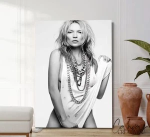 Kate Moss Mode Wandbild Leinwandbild - gerahmter Druck - Posterpapier - Wohndeko - Bild 1 von 24