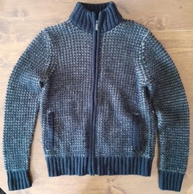 Мужская вязаная шерстяная смесь длинным рукавом молнии свитер кардиган Sz средний Kenneth Cole  - Изображение 1 из 4