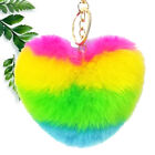 Colorful Loving Heart Keychain Creative Beautiful Plush Hanging Decor For Key