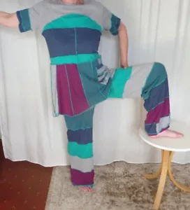 S-M groß, Patchwork Tunika und Hose, Böhmisch, Hippie, Shabby Chic Outfit - Bild 1 von 7