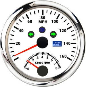 85MM Waterproof GPS Speedometer 160MPH with Tachometer 8000RPM Gauge fit Boat  - Picture 1 of 14