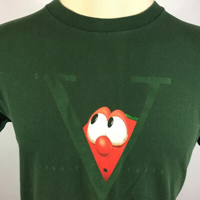 Vintage 90s Grunge Veggie Tales Cartoon Kids TV Show Adult Size T Shirt Movie  - Image 1 of 4