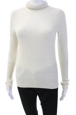 Aqua 羊绒女式白色模拟领套衫 XS 码 — 第 1/4 张图片