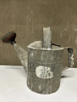Vintage Galvanized Metal Garden Plant Watering Can With Metal Sprinkle Head 12” - Image 1 of 4